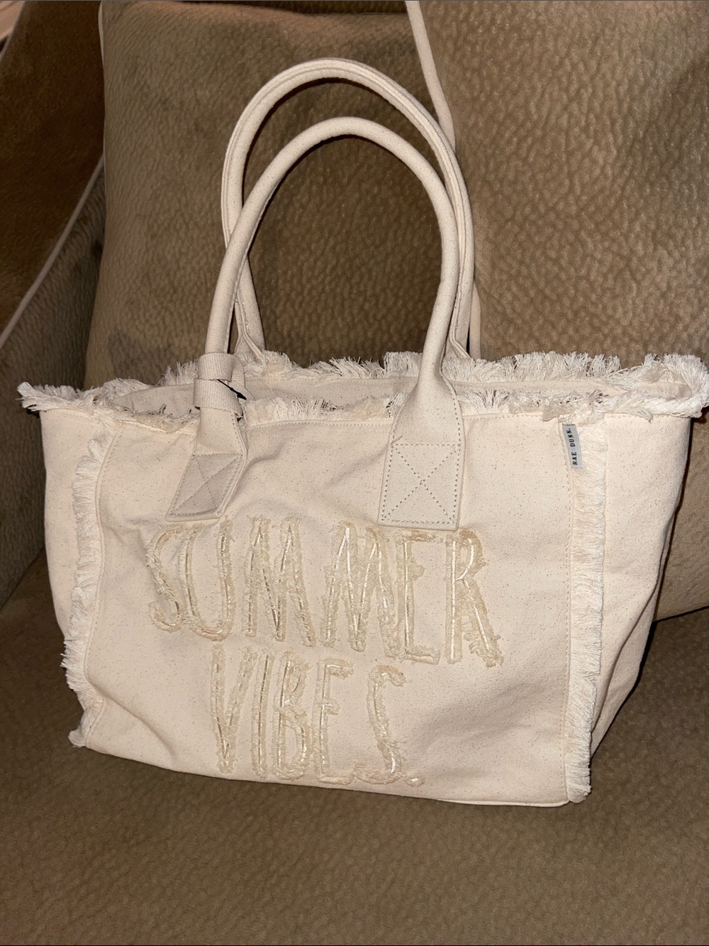 Canvas 'Summer Vibes' Tote Bag - Cream NWOT